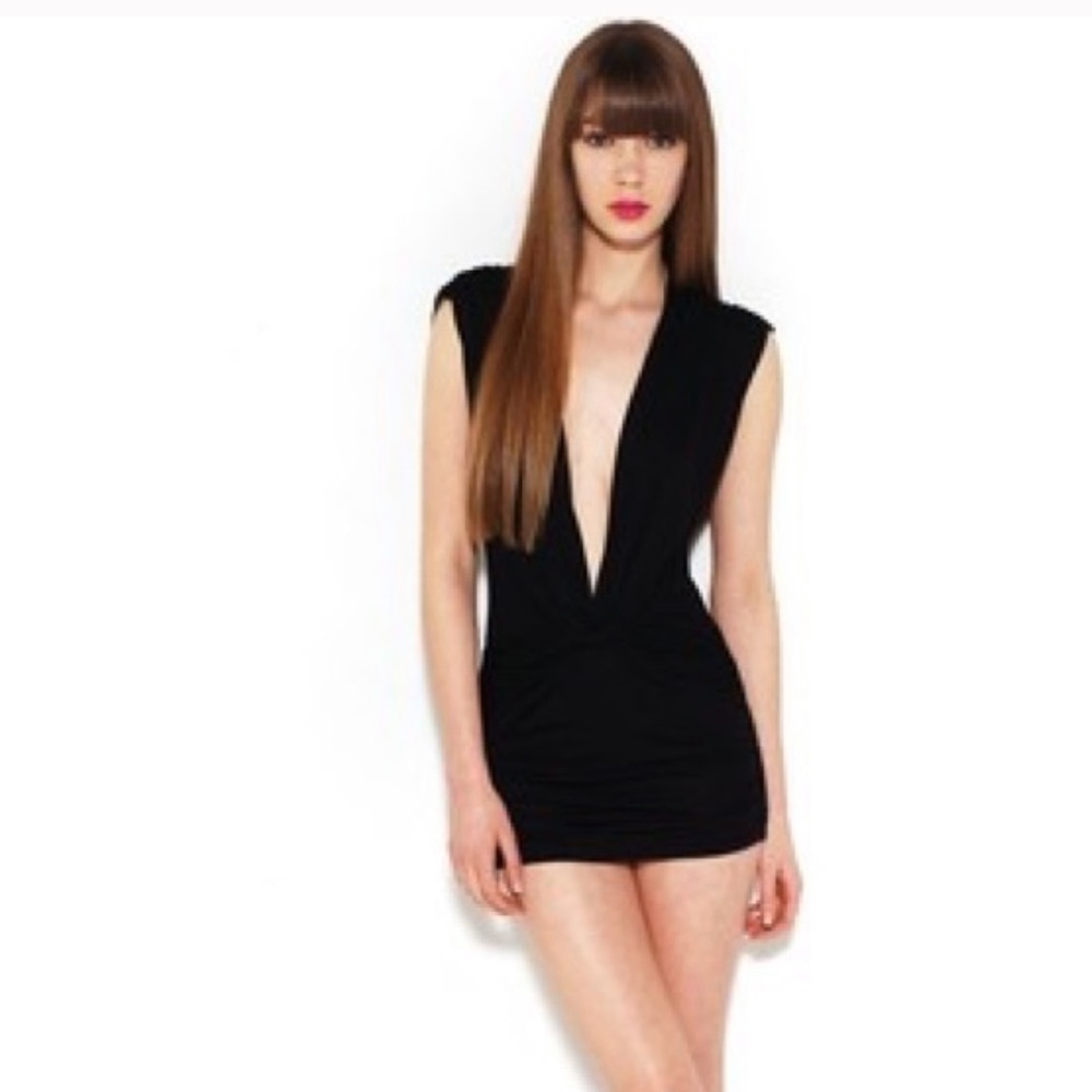 Akita Red Label Deep V Knot Bodycon Stretch Dress
